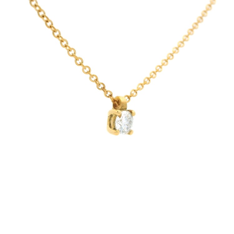 Collana Punto Luce 4GFG Diamante ct 0,19 D VS2 GIA Laser Oro Giallo 18 kt  2,47 gr