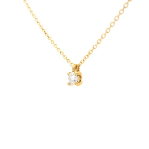 Collana Punto Luce 4GFG Diamante ct 0,14 F VS Oro Giallo 18 kt  1,77 gr