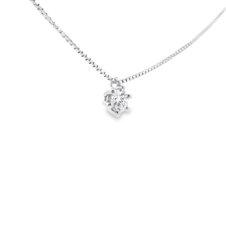 Collana Punto Luce 6GF Diamante ct 0,19 E VVS Oro Bianco 750 18 kt 2,80 gr