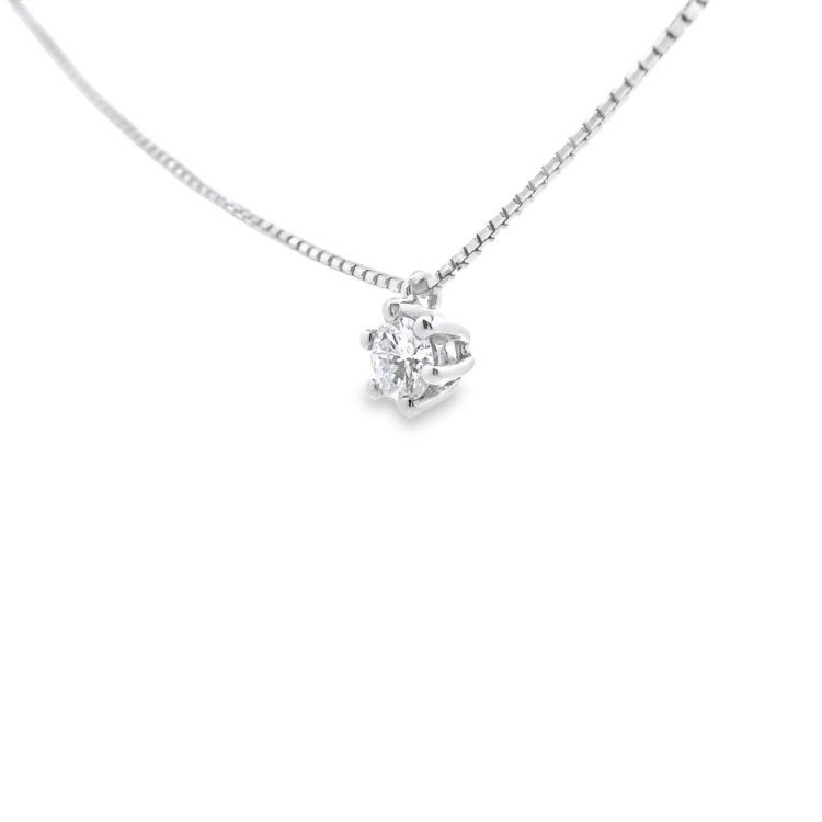 Collana Punto Luce 6GF Diamante ct 0,19 E VVS Oro Bianco 750 18 kt 2,80 gr