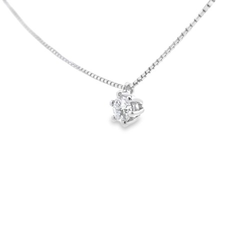 Collana Punto Luce 6GF Diamante ct 0,19 E VVS Oro Bianco 750 18 kt 2,80 gr