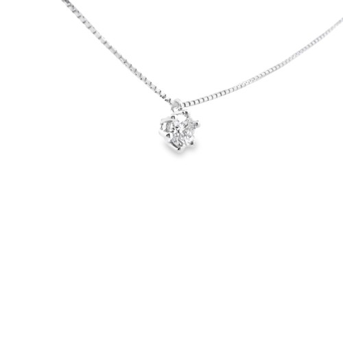 Collana Punto Luce 6GF Diamante ct 0,31 E VS2 GIA Oro Bianco 750 18 kt 3,00 gr