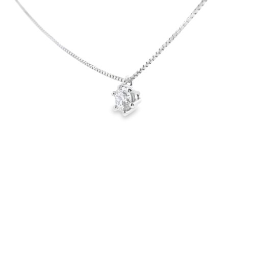 Collana Punto Luce 6GF Diamante ct 0,31 E VS2 GIA Oro Bianco 750 18 kt 3,00 gr