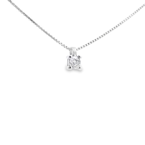 Collana Punto Luce 4GF Diamante ct 0,11 E VS Oro Bianco 18 kt 1,72 gr