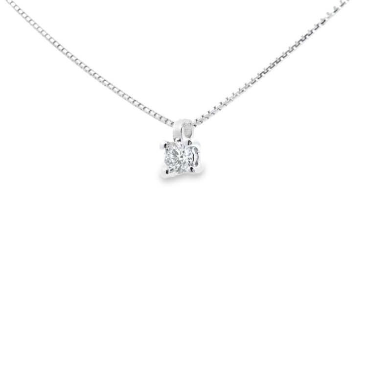 Collana Punto Luce 4GF Diamante ct 0,11 E VS Oro Bianco 18 kt 1,72 gr