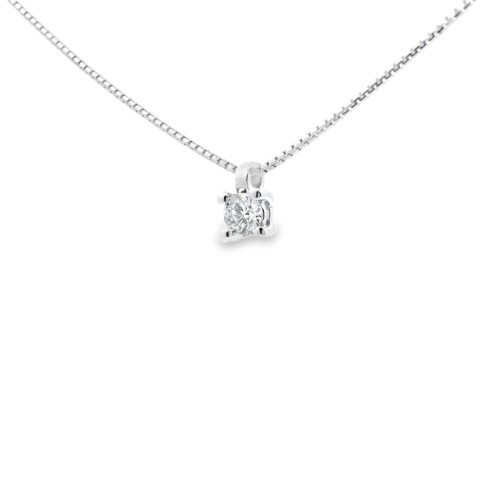 Collana Punto Luce 4GF Diamante ct 0,11 E VS Oro Bianco 18 kt 1,72 gr