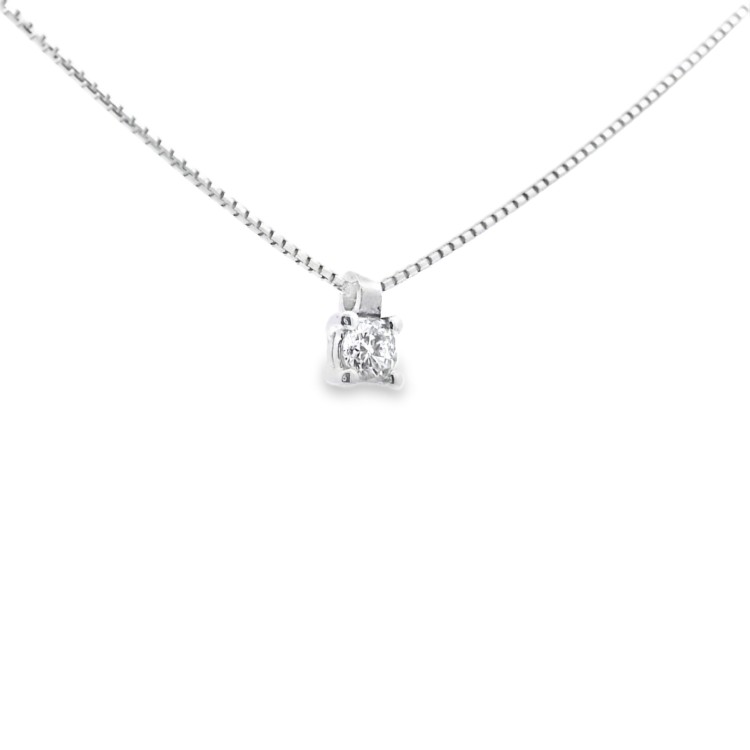 Collana Punto Luce 4GF Diamante ct 0,10 F SI1 Oro Bianco 18 kt 1,73 gr