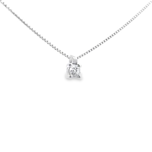 Collana Punto Luce 4GF Diamante ct 0,10 F SI1 Oro Bianco 18 kt 1,73 gr