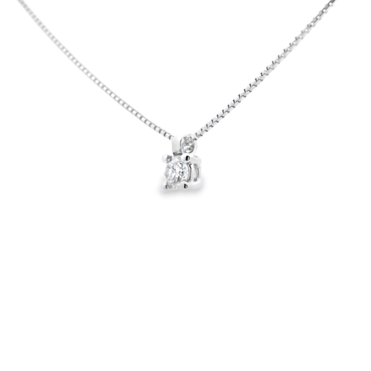 Collana Punto Luce 4GF Diamante ct 0,10 F SI1 Oro Bianco 18 kt 1,73 gr