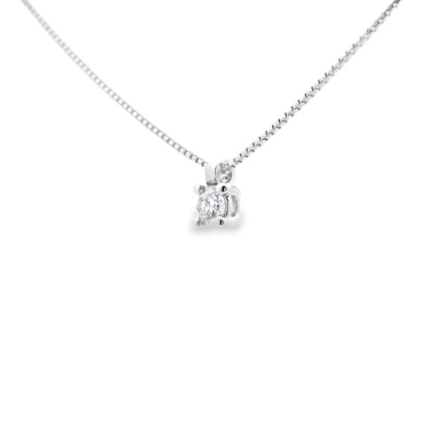 Collana Punto Luce 4GF Diamante ct 0,10 F SI1 Oro Bianco 18 kt 1,73 gr