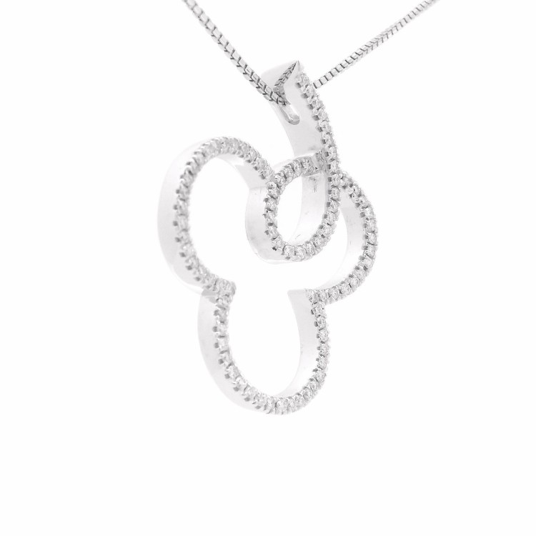 Collana Trifoglio Diamanti ct 0,50 + 0,11 Oro 18 kt