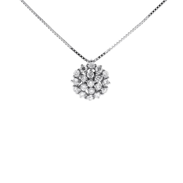 Collana Pendente Fiore Diamanti ct 0,38 Oro 18 kt
