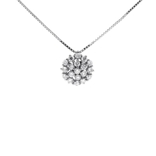 Collana Pendente Fiore Diamanti ct 0,38 Oro 18 kt