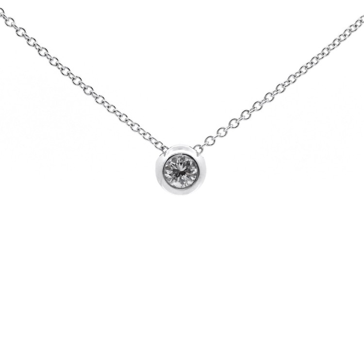 Collana Punto Luce Rotondo Diamante ct 0,19 Oro 18 kt 2,7 gr