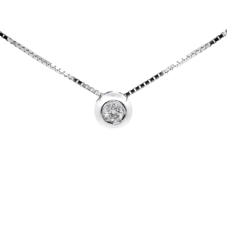 Collana Punto Luce Rotondo Diamante ct 0,05 Oro 18 kt 1,80 gr
