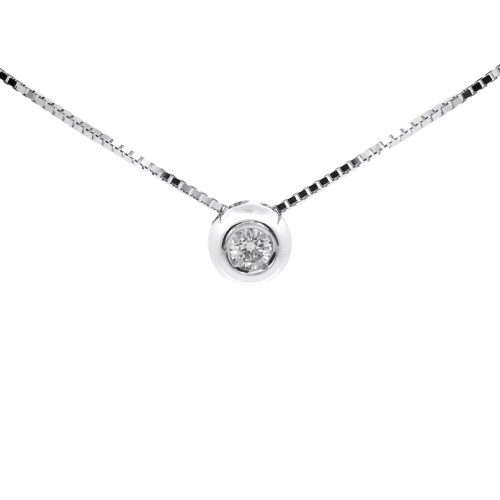 Collana Punto Luce Rotondo Diamante ct 0,05 Oro 18 kt