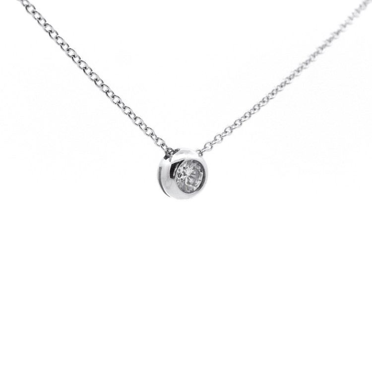 Collana Punto Luce Rotondo Diamante ct 0,19 Oro 18 kt 2,7 gr