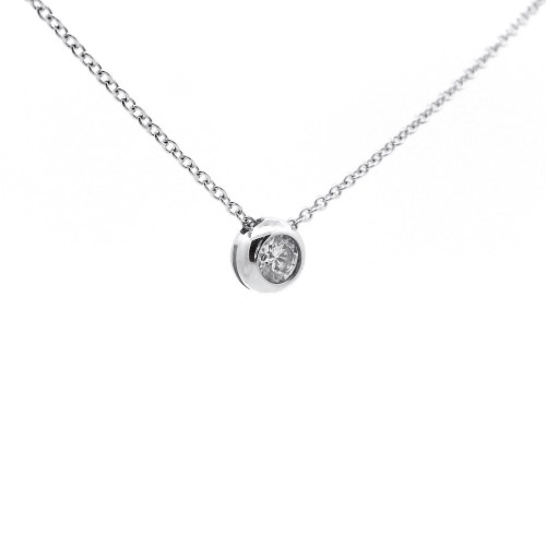 Collana Punto Luce Rotondo Diamante ct 0,19 Oro 18 kt 2,7 gr