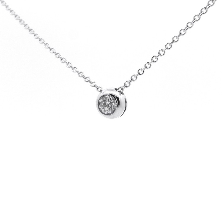 Collana Punto Luce Rotondo Diamante ct 0,19 Oro 18 kt 2,7 gr