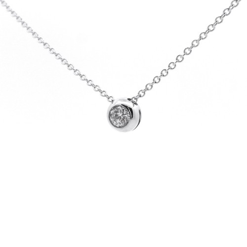 Collana Punto Luce Rotondo Diamante ct 0,19 Oro 18 kt 2,7 gr