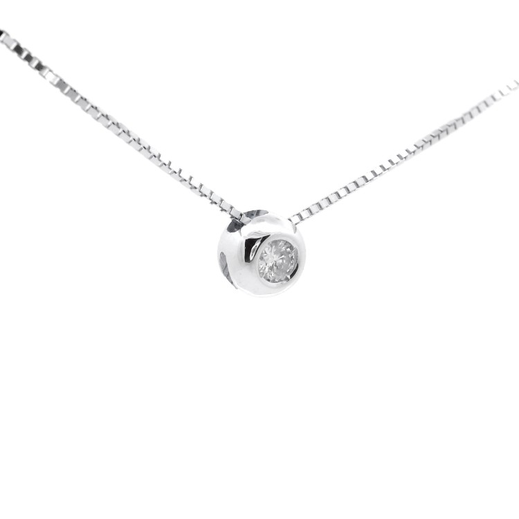 Collana Punto Luce Rotondo Diamante ct 0,05 Oro 18 kt