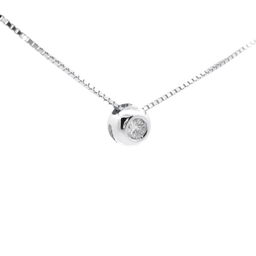 Collana Punto Luce Rotondo Diamante ct 0,05 Oro 18 kt