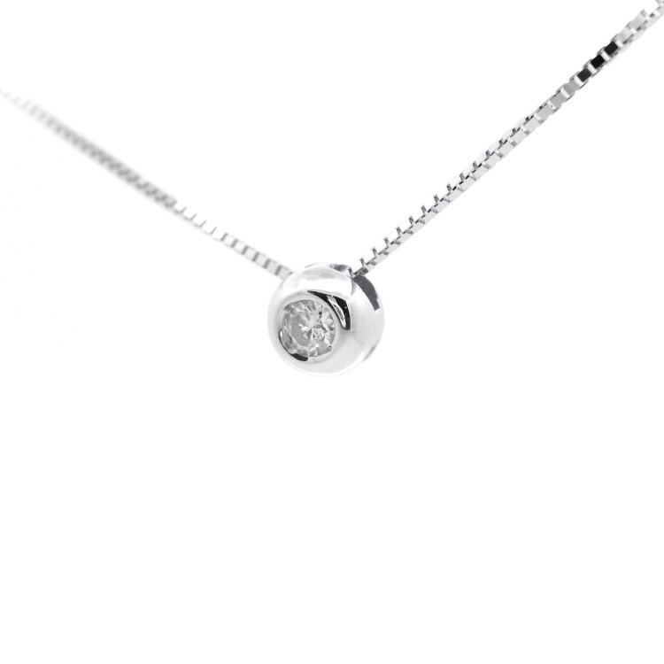 Collana Punto Luce Rotondo Diamante ct 0,05 Oro 18 kt 1,80 gr