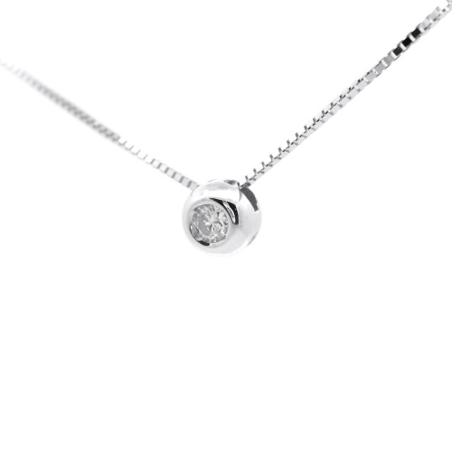 Collana Punto Luce Rotondo Diamante ct 0,05 Oro 18 kt