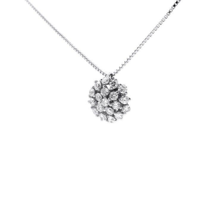 Collana con Pendente Diamanti ct 0,8 F VS doppio giro Oro Bianco 18 kt 2,81gr