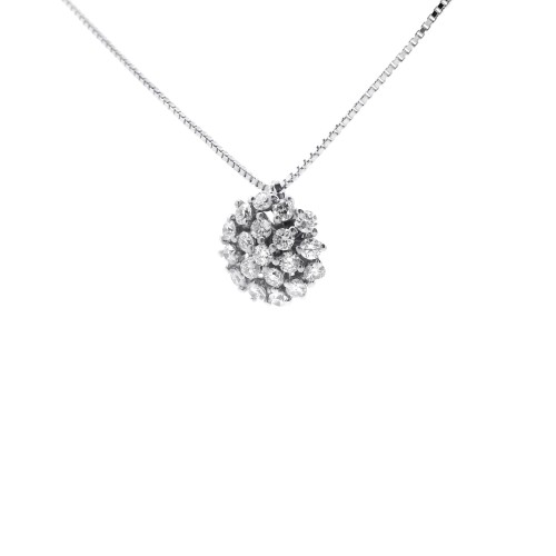 Collana Pendente Fiore Diamanti ct 0,38 Oro 18 kt