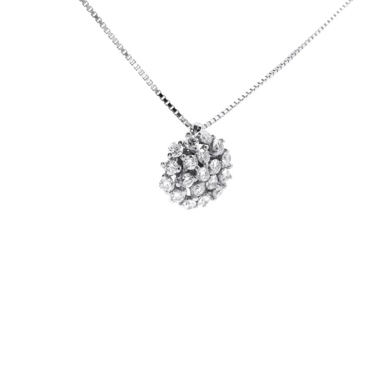 Collana Pendente Fiore Diamanti ct 0,38 Oro 18 kt