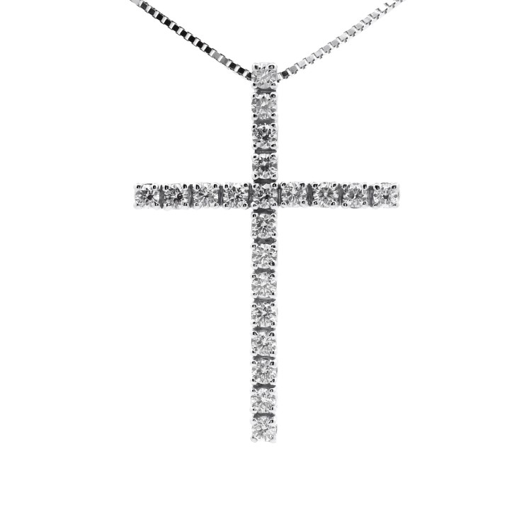Collana Croce Diamanti ct 1,05 Oro 18 kt