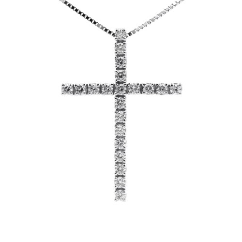 Collana Croce Diamanti ct 1,05 Oro 18 kt