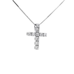 Collana Croce Diamanti ct 0,54 F VVS misure 16,5 x 13,5 mm Oro 18 kt 2,8 gr 2
