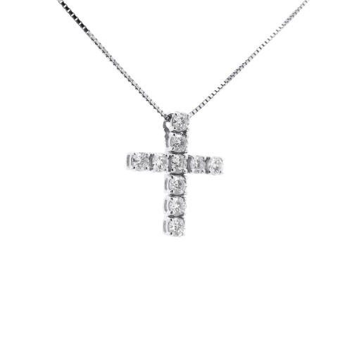 Collana Croce Diamanti ct 0,57 Oro 18 kt