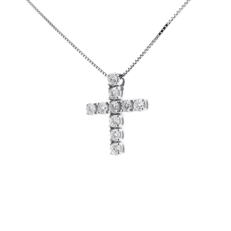 Collana Croce Diamanti ct 0,57 Oro 18 kt