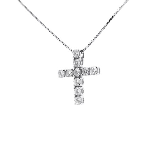 Collana Croce Diamanti ct 0,57 Oro 18 kt