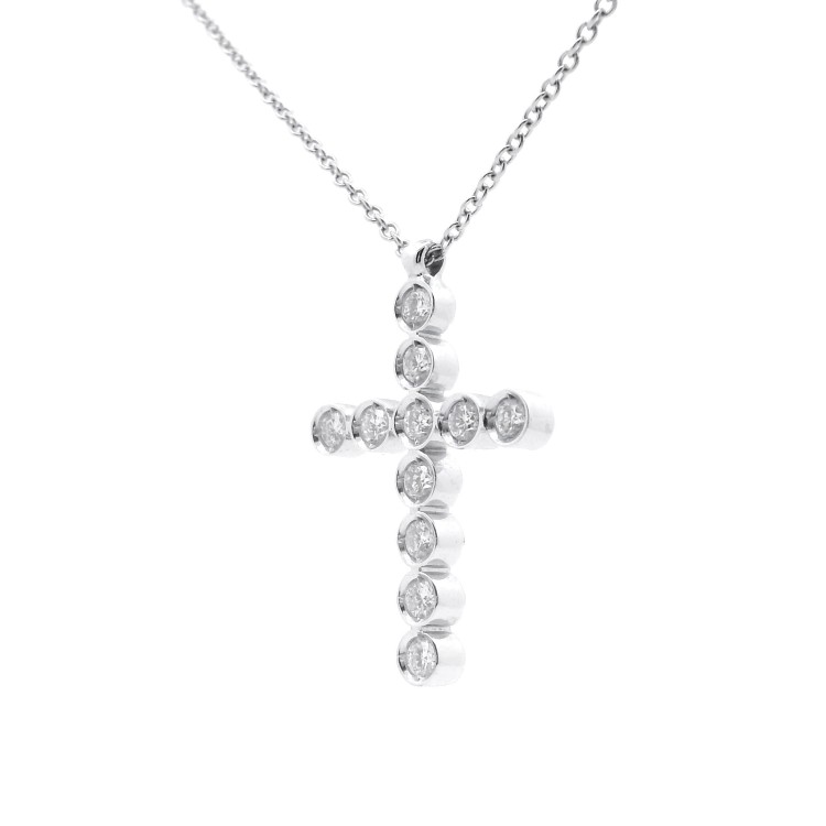 Collana Croce Diamanti ct 0,48 Oro 18 kt