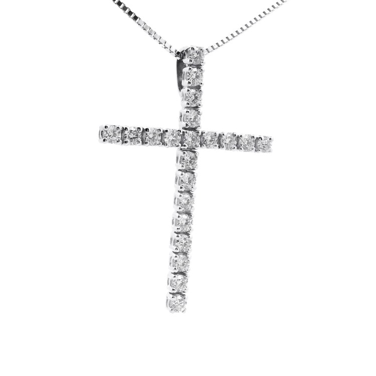 Collana Croce Diamanti ct 1,05 Oro 18 kt