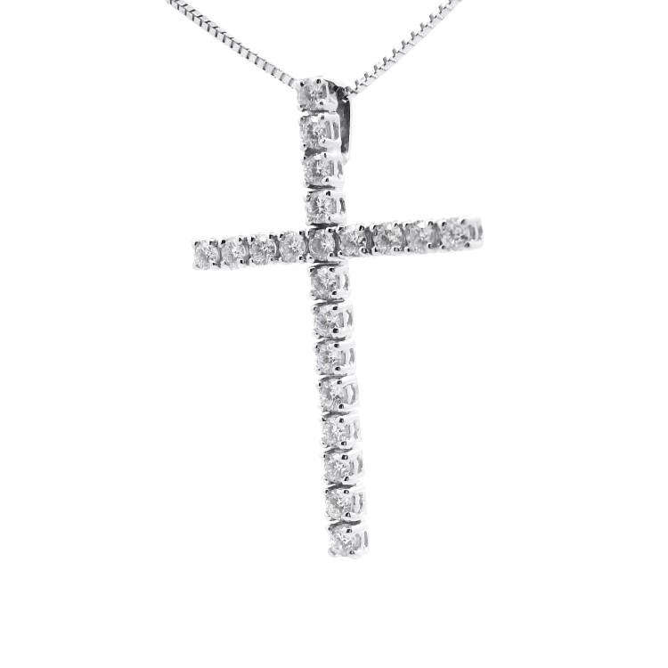 Collana Croce Diamanti ct 1,05 Oro 18 kt