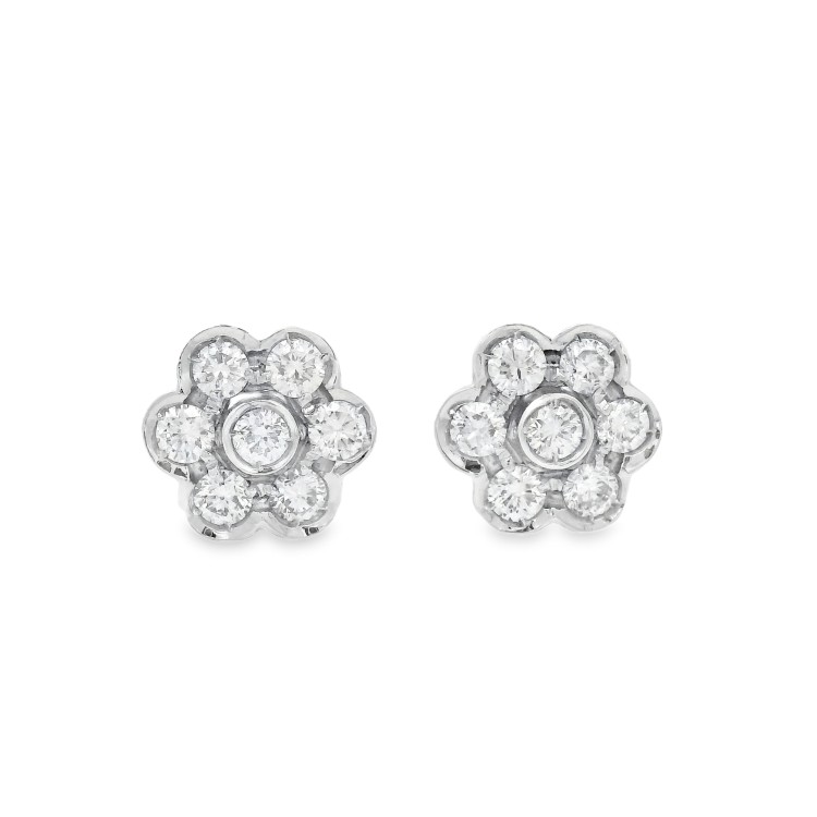 Orecchini a Fiore Diamanti ct 0,40 Oro 18 kt