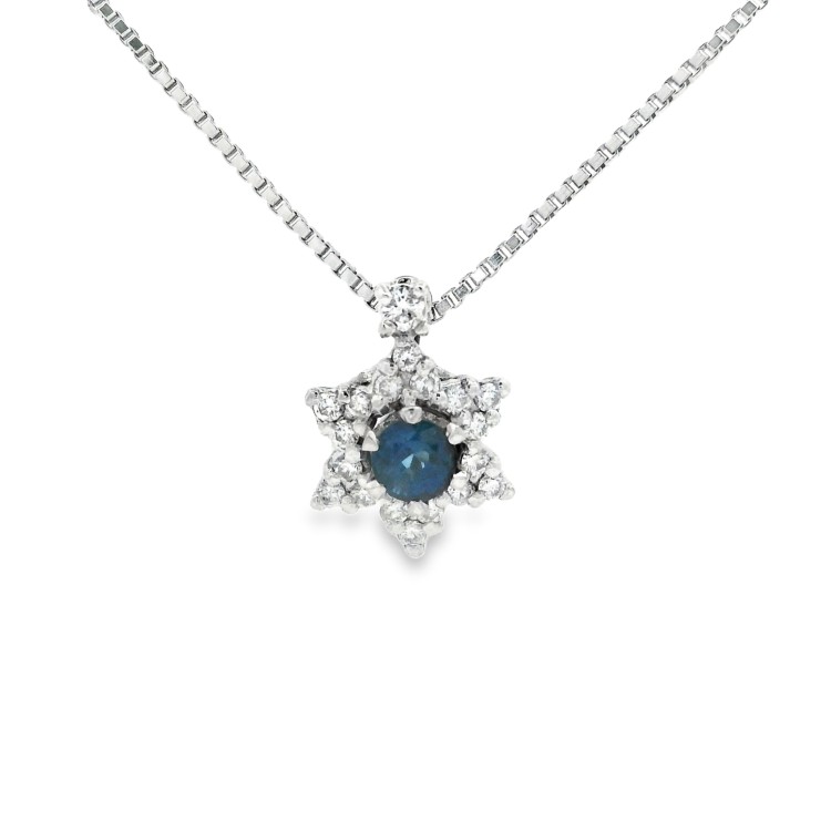 Orecchini a Margherita Zaffiri Diamanti ct 0,29 Oro 18 kt