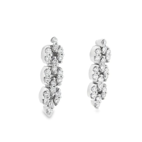 Orecchini pendenti con Diamanti Taglio a Brillante ct 1,04 e Oro Bianco 750 18 kt 6,4 gr