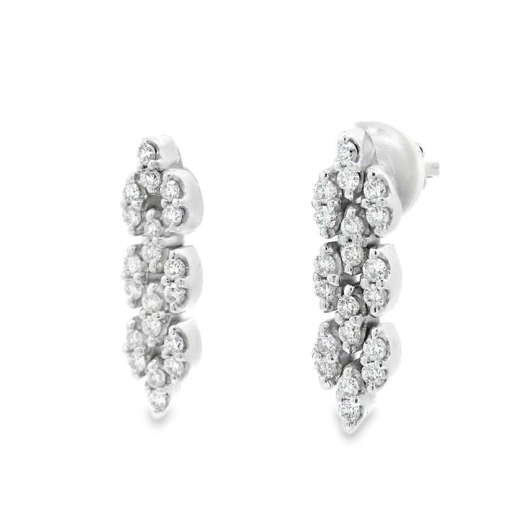 Orecchini pendenti con Diamanti Taglio a Brillante ct 1,04 e Oro Bianco 750 18 kt 6,4 gr