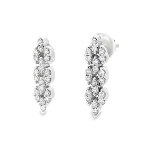 Orecchini pendenti con Diamanti Taglio a Brillante ct 1,04 e Oro Bianco 750 18 kt 6,4 gr