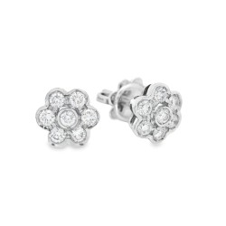 Orecchini a Fiore Diamanti ct 0,40 Oro 18 kt 2
