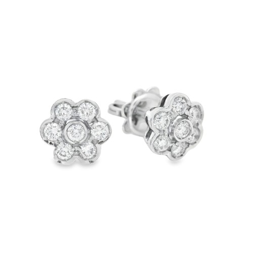 Orecchini a Fiore Diamanti ct 0,40 Oro 18 kt
