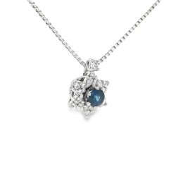 Orecchini a Margherita Zaffiri Diamanti ct 0,29 Oro 18 kt 2