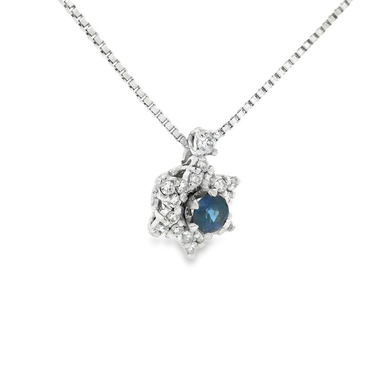 Orecchini a Margherita Zaffiri Diamanti ct 0,29 Oro 18 kt