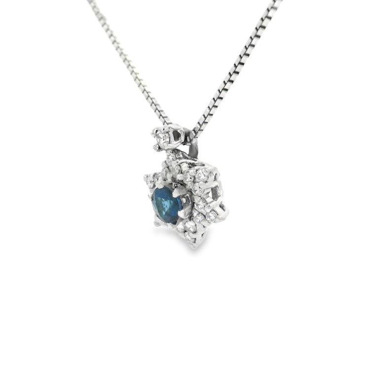 Orecchini a Margherita Zaffiri Diamanti ct 0,29 Oro 18 kt